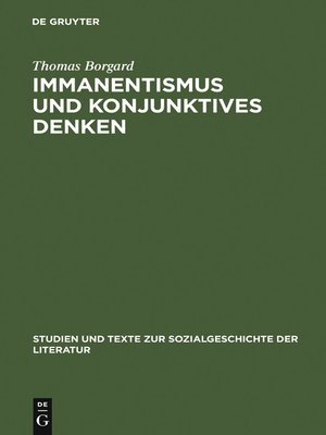 cover image of Immanentismus und konjunktives Denken